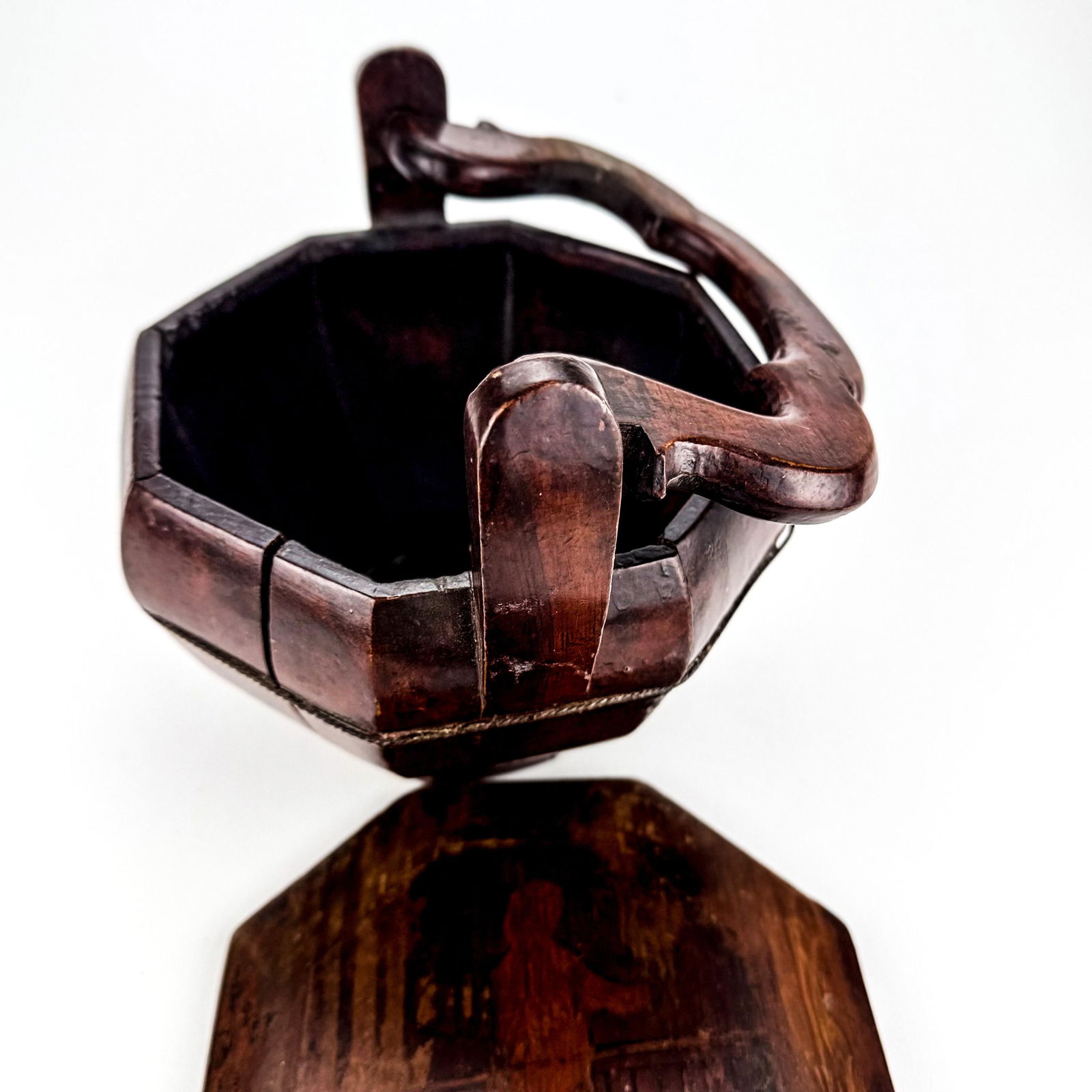 19th Century Chinese Wooden Teapot Caddy Basket Qing Dynasty - 4