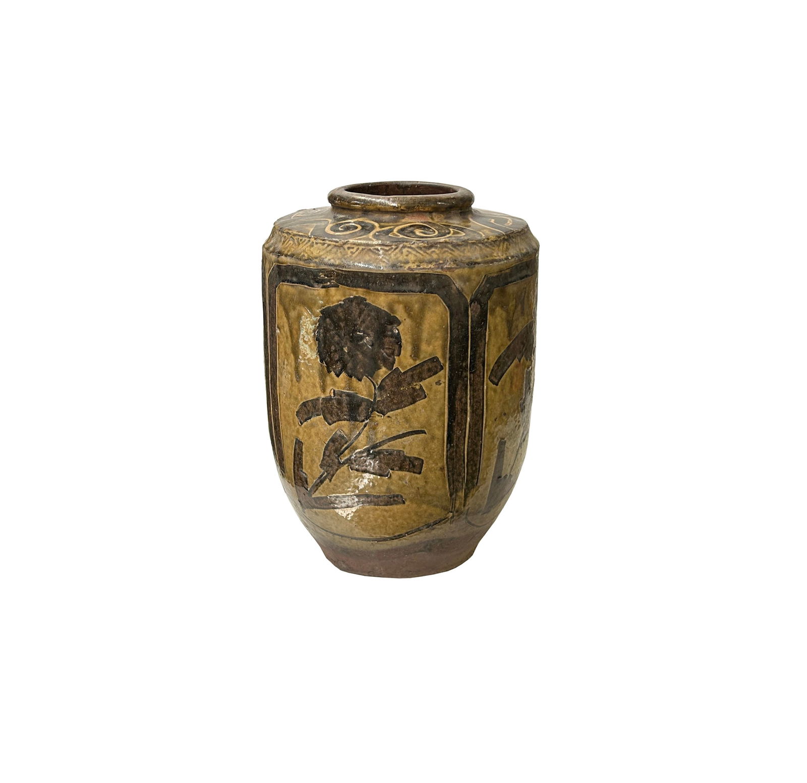 Vintage Earthy Beige Brown Village Rural Pottery Ceramic Pot Vase - 3