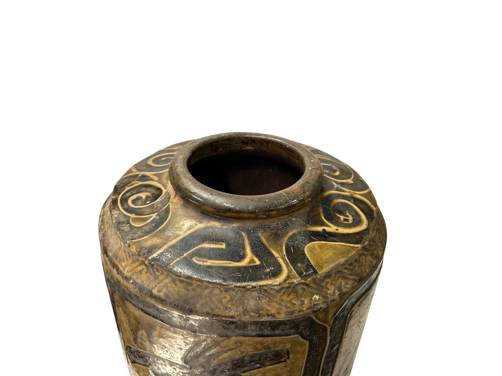 Vintage Earthy Beige Brown Village Rural Pottery Ceramic Pot Vase - 4