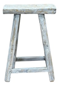 Rustic Raw Rough Wood Grain Rectangle Slim Stool Bench Side Table