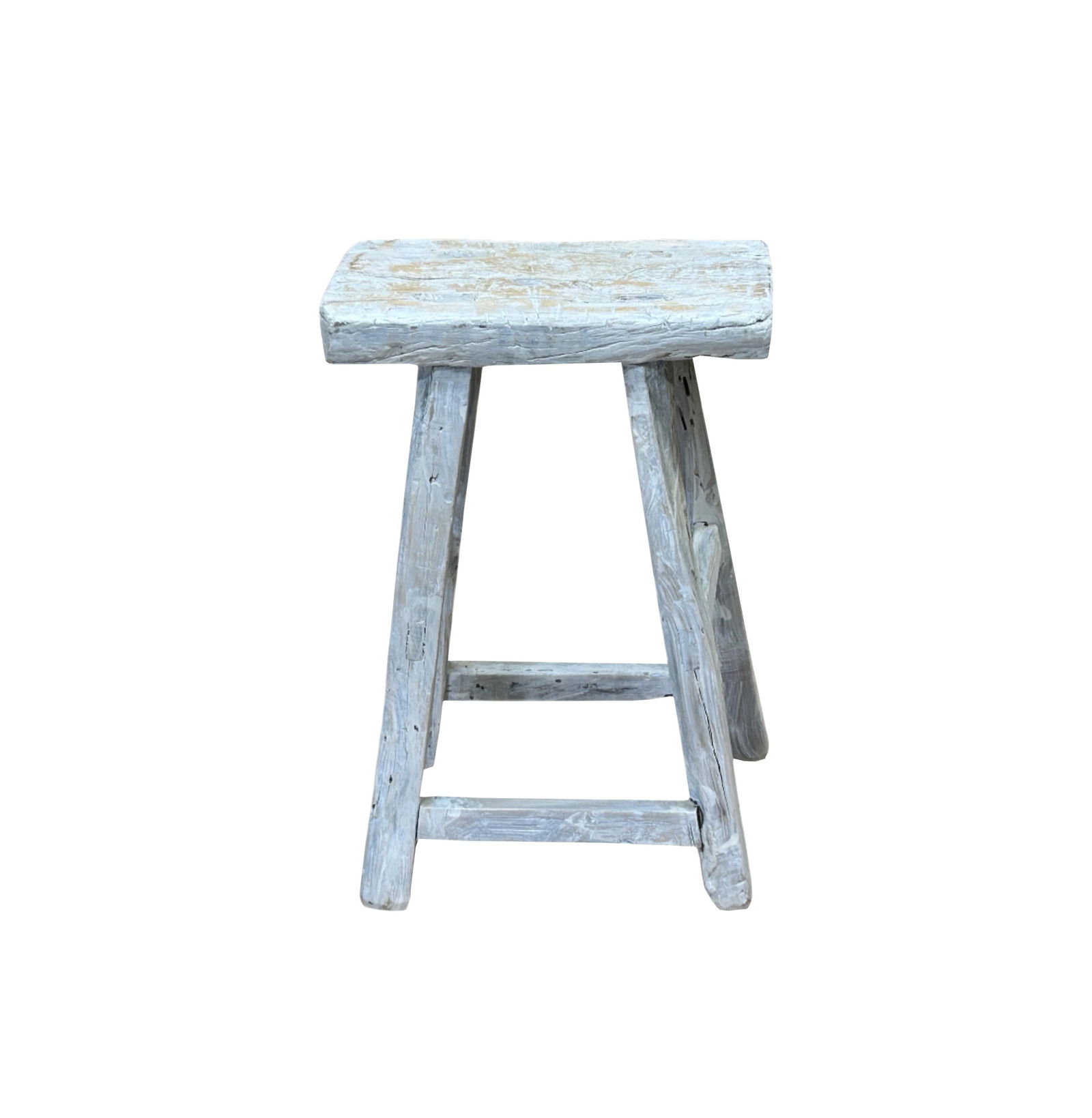 Rustic Raw Rough Wood Grain Rectangle Slim Stool Bench Side Table - 3