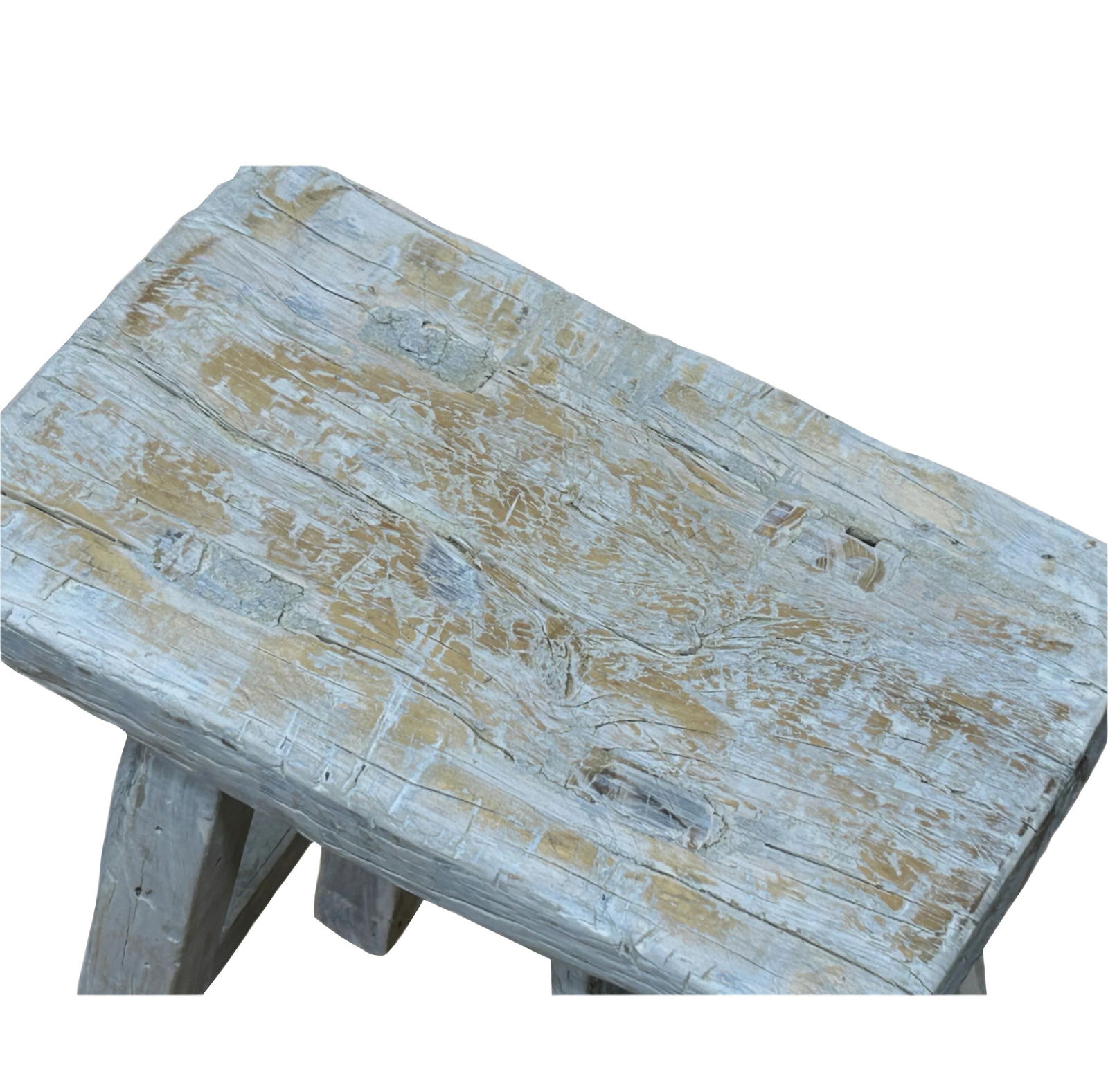 Rustic Raw Rough Wood Grain Rectangle Slim Stool Bench Side Table - 8