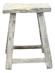 Rustic Raw Rough Wood Grain Rectangle Slim Stool Bench Side Table