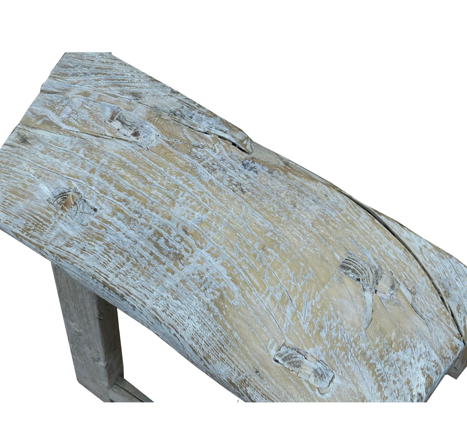 Rustic Raw Rough Wood Grain Rectangle Slim Stool Bench Side Table - 6