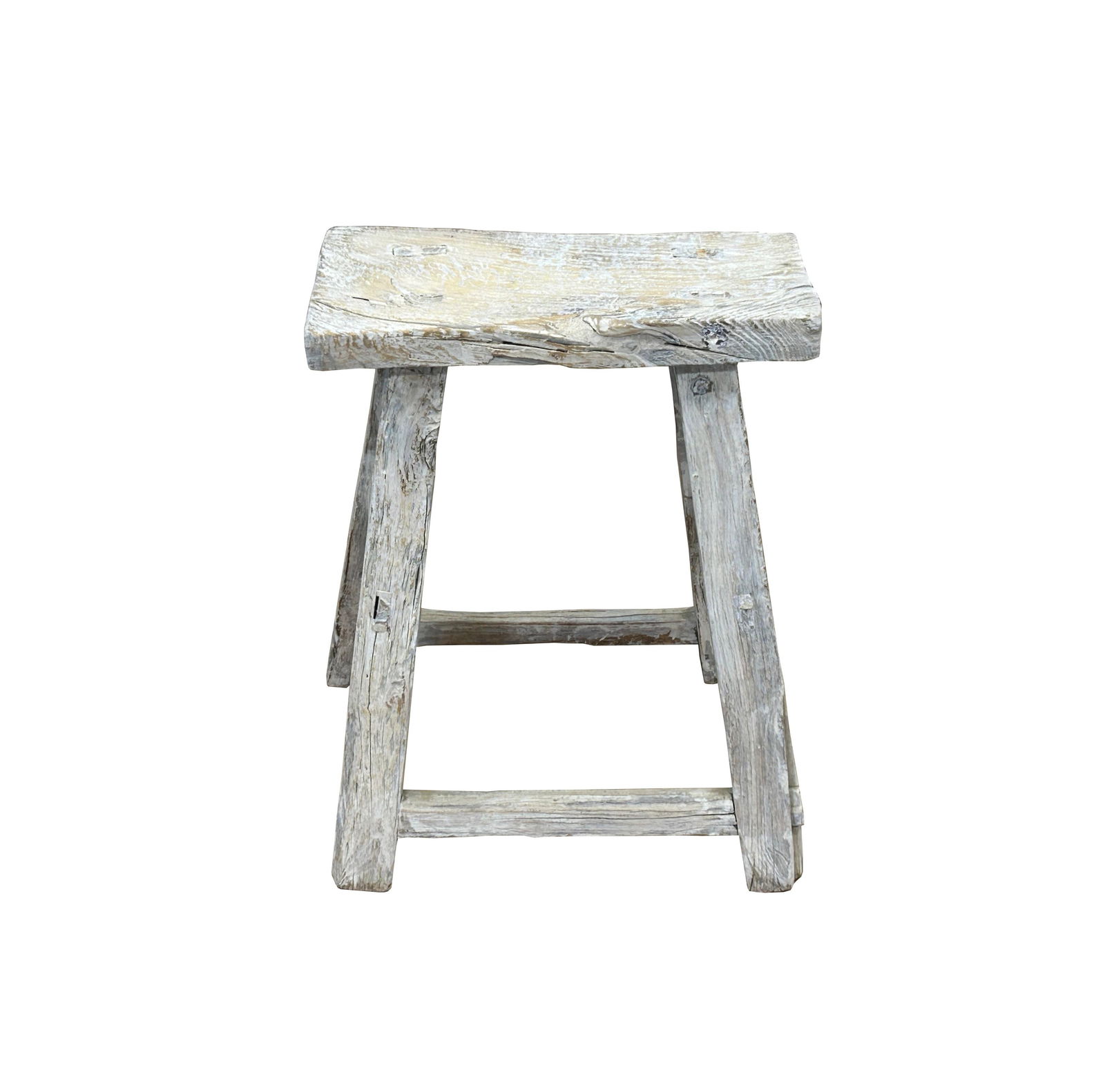 Rustic Raw Rough Wood Grain Rectangle Slim Stool Bench Side Table - 8