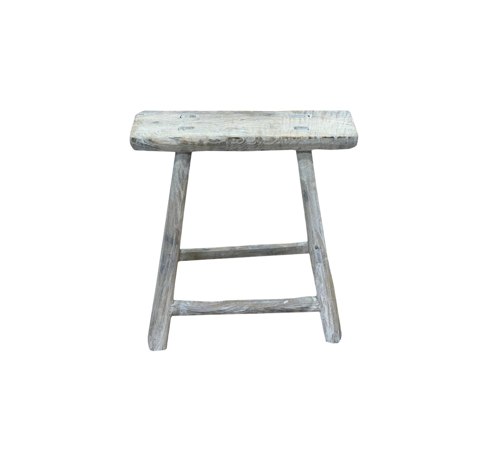 Rustic Raw Rough Wood Grain Rectangle Slim Stool Bench Side Table - 2