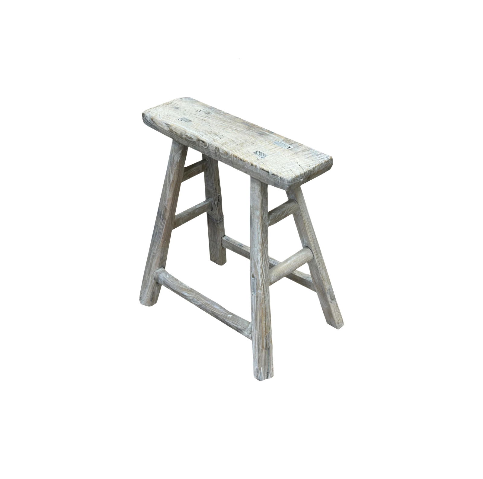 Rustic Raw Rough Wood Grain Rectangle Slim Stool Bench Side Table - 5