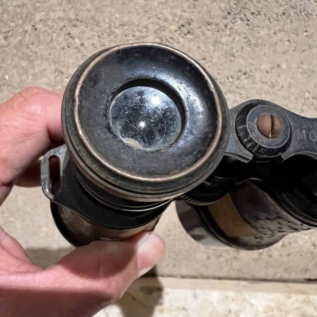 Antique French Field Binoculars Brass Leather Wrap - 8