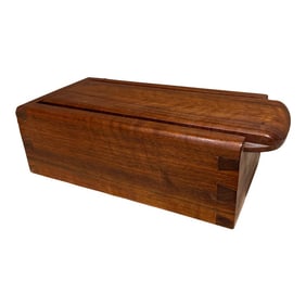 1960s Studio Art Walnut Wood Box Slide Open