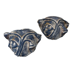 1980s Blue Stone Wall Planters - Set of 2