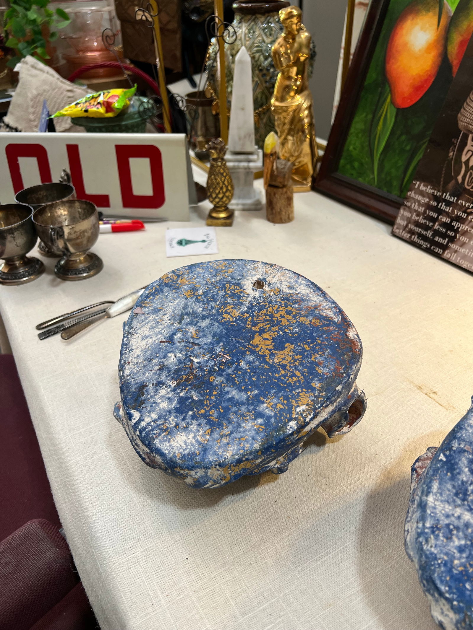 1980s Blue Stone Wall Planters - Set of 2 - 5