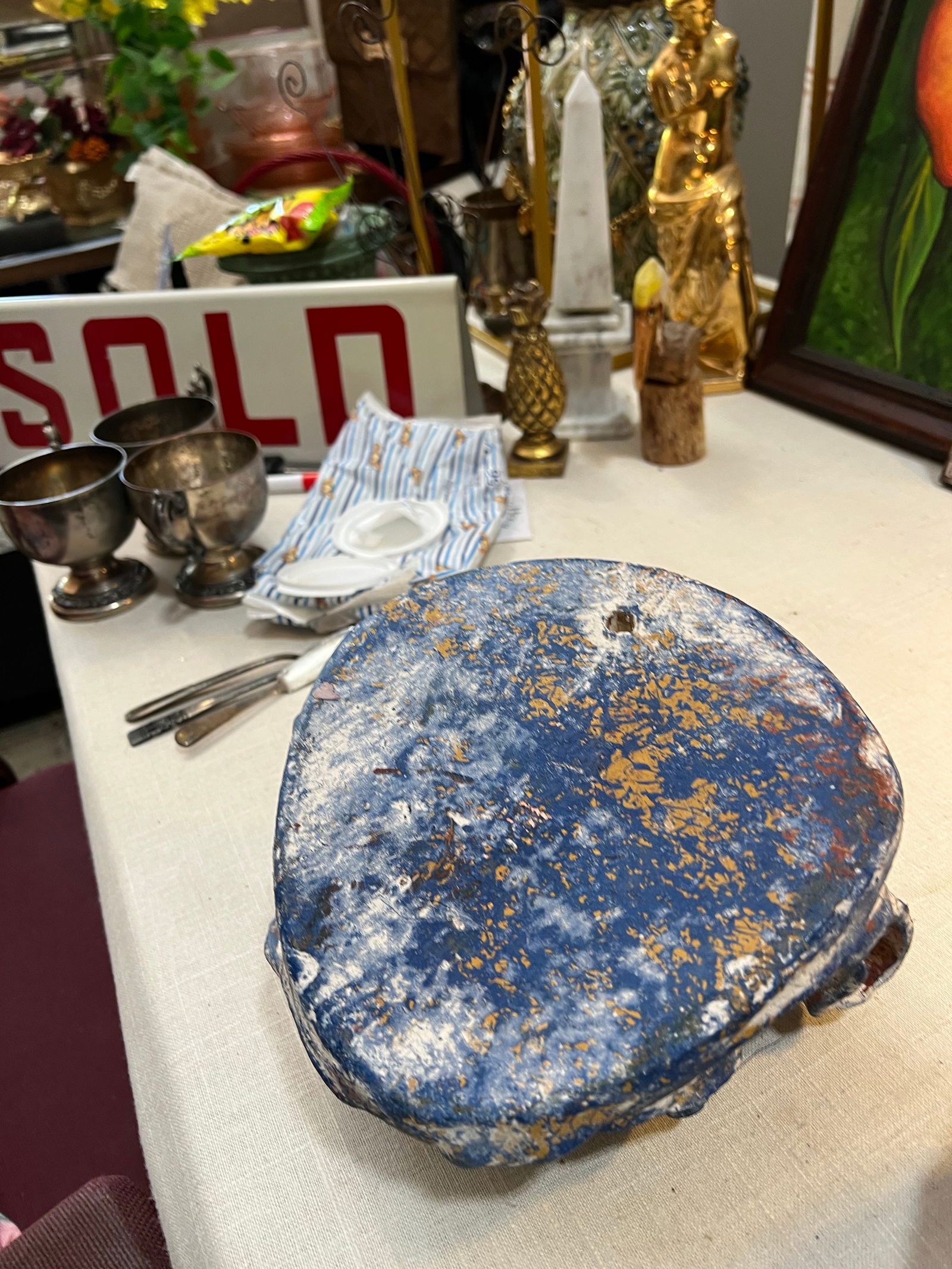 1980s Blue Stone Wall Planters - Set of 2 - 8