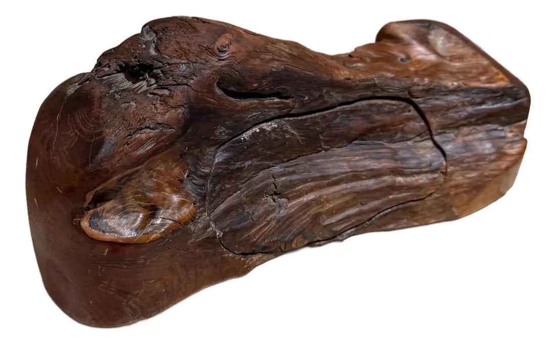 1970s Jewelry Secret Stash Box Organic Wood: AMBIANIC presents 1970s Free Form Raw Edge Wood Jewelry BoxÂ Wood has a clear finish. Velvet interior sections. In the style of Don ShoemakerÂ No labelÂ 5.75 h x 15 w