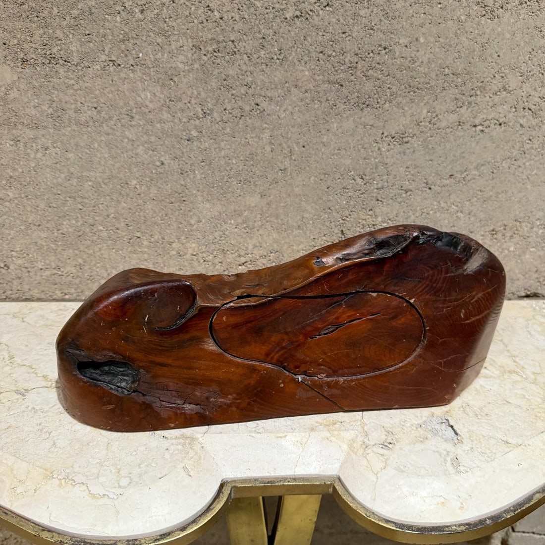 1970s Jewelry Secret Stash Box Organic Wood - 2