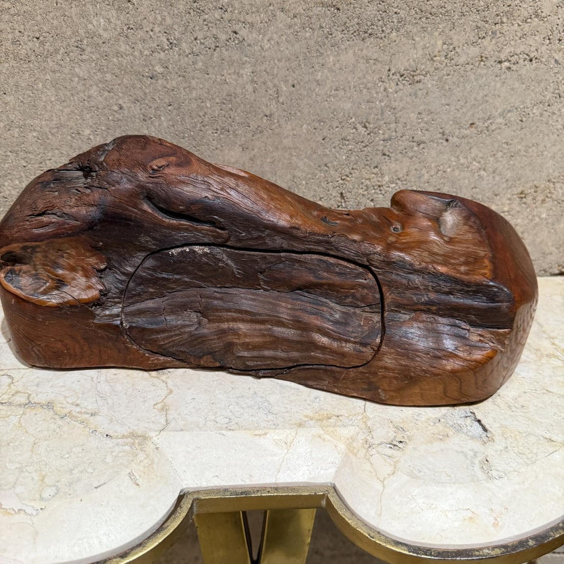 1970s Jewelry Secret Stash Box Organic Wood - 7