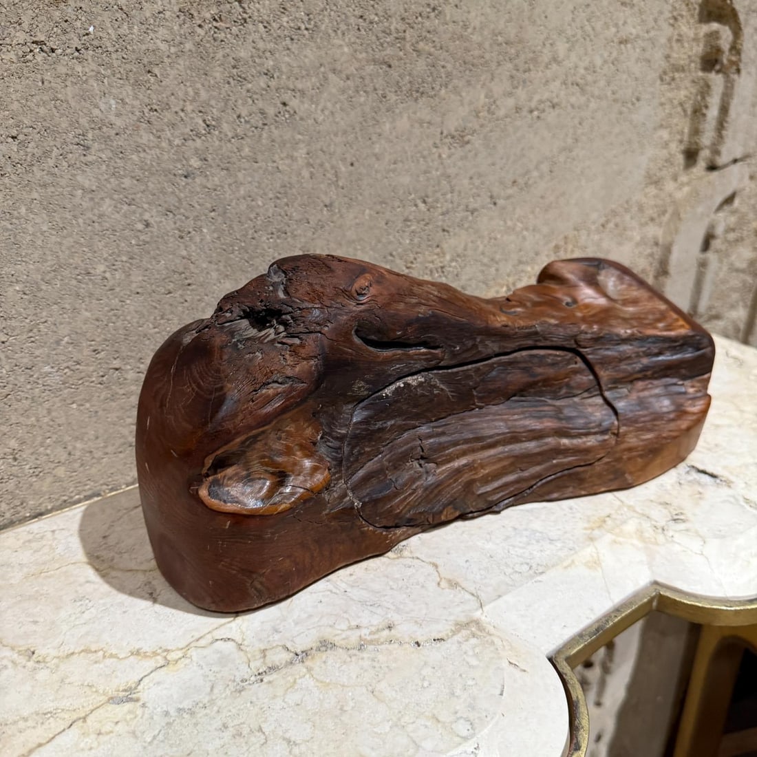 1970s Jewelry Secret Stash Box Organic Wood - 8