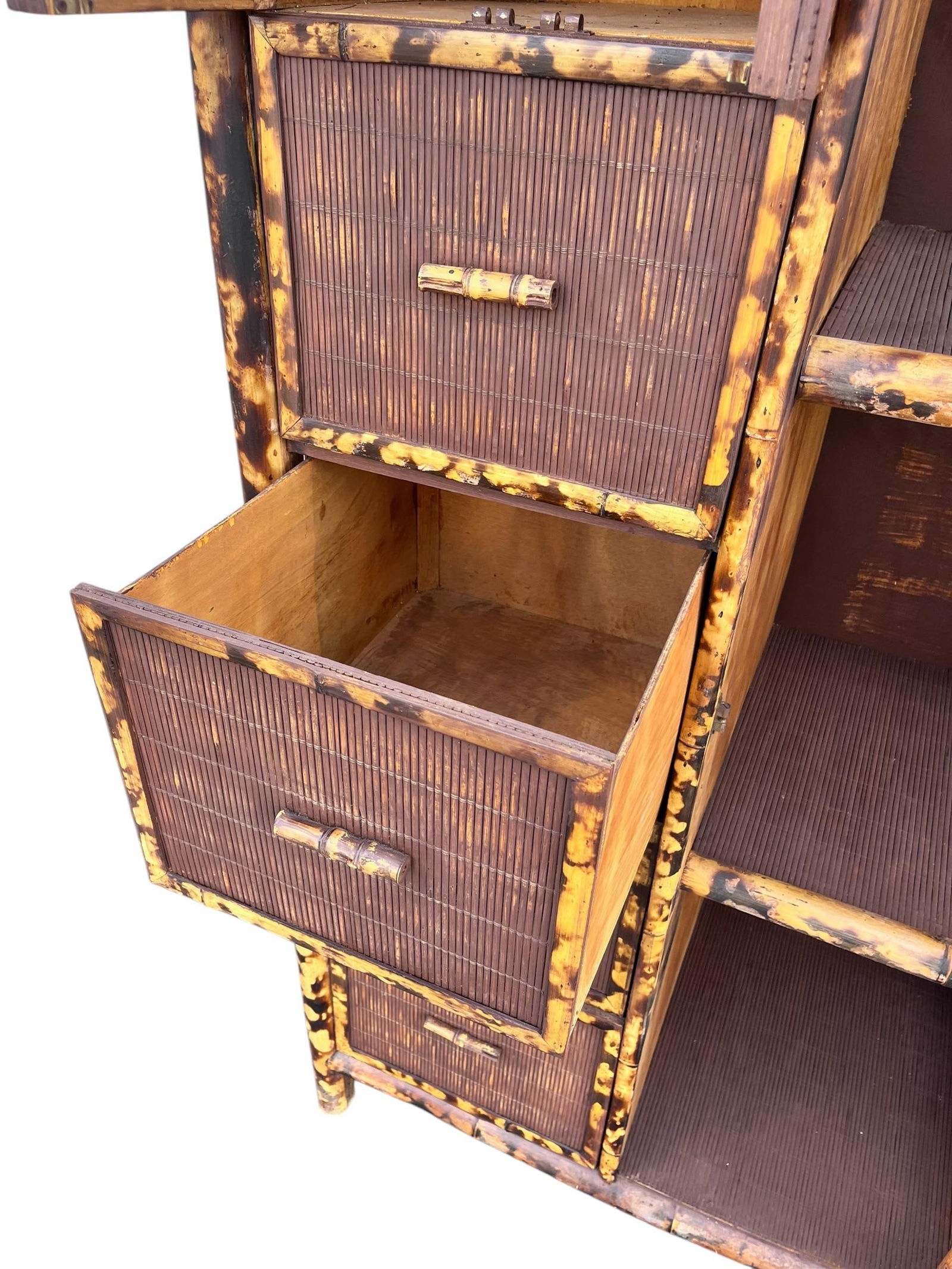 1960s Glazed Bamboo Handmade Cabinet / Bar - 10