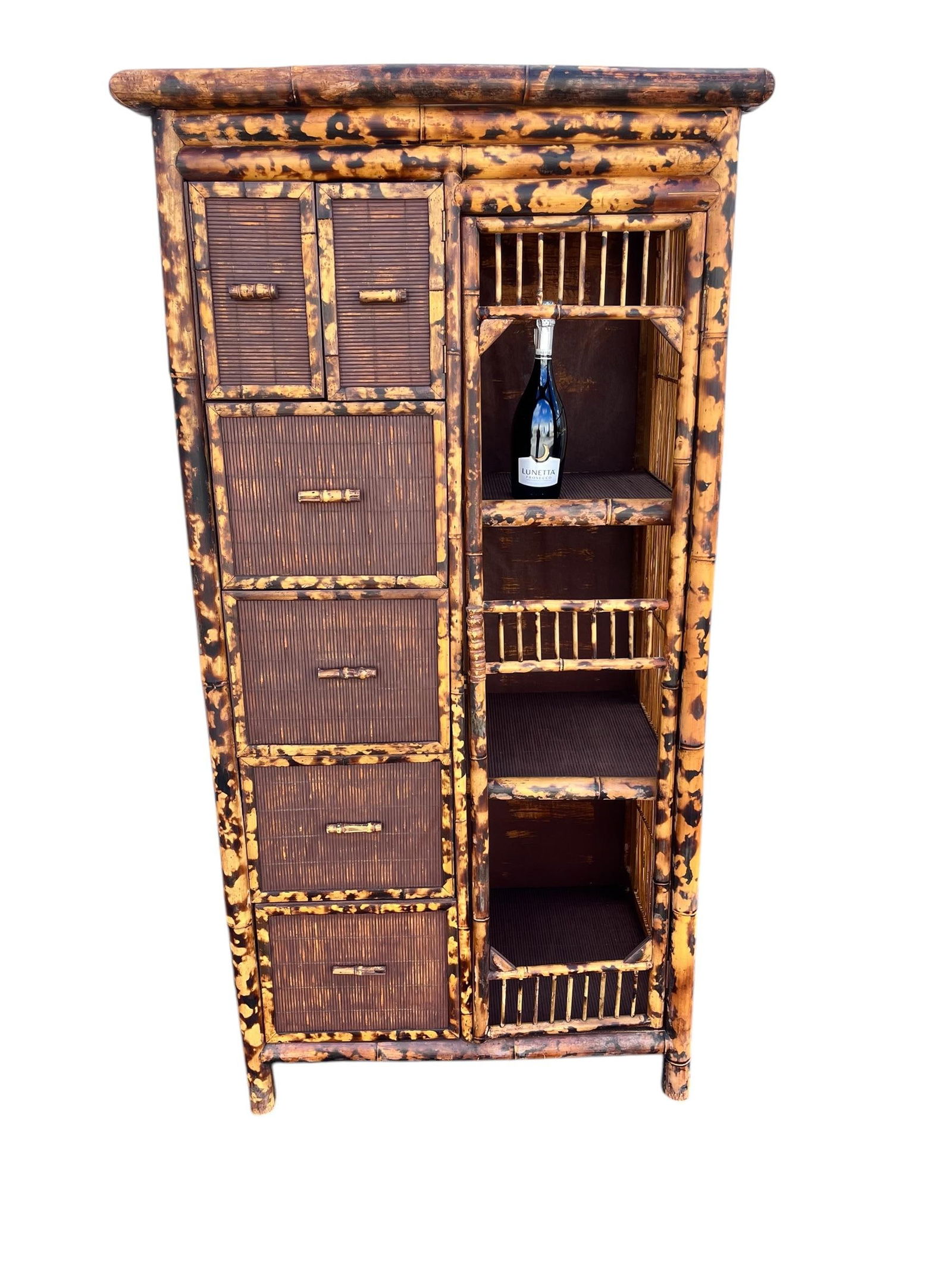 1960s Glazed Bamboo Handmade Cabinet / Bar - 2