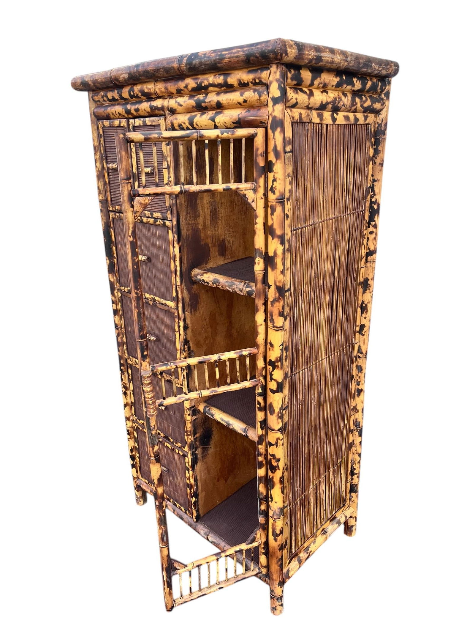 1960s Glazed Bamboo Handmade Cabinet / Bar - 6