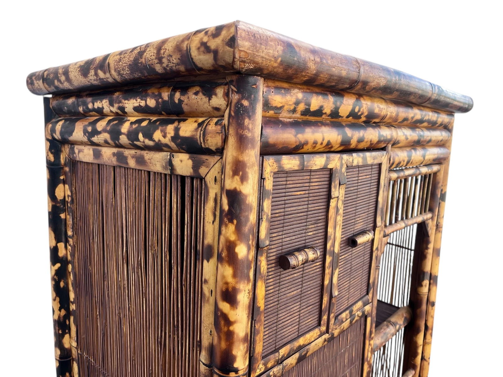 1960s Glazed Bamboo Handmade Cabinet / Bar - 9