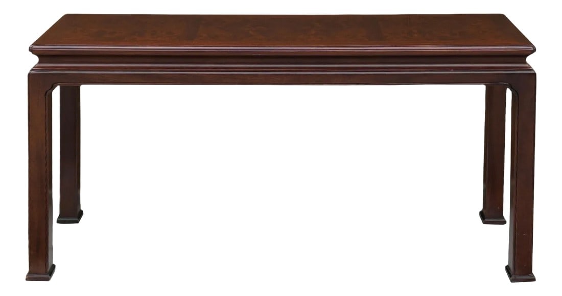 Chinese Chinoiserie Brown Finished Grass Cloth Altar Foyer Side Console Table: Elevate your home décor with this exquisite Chinoiserie brown finished grass cloth console table. This elegant piece blends the allure of Asian-inspired design with sophisticated craftsmanship.