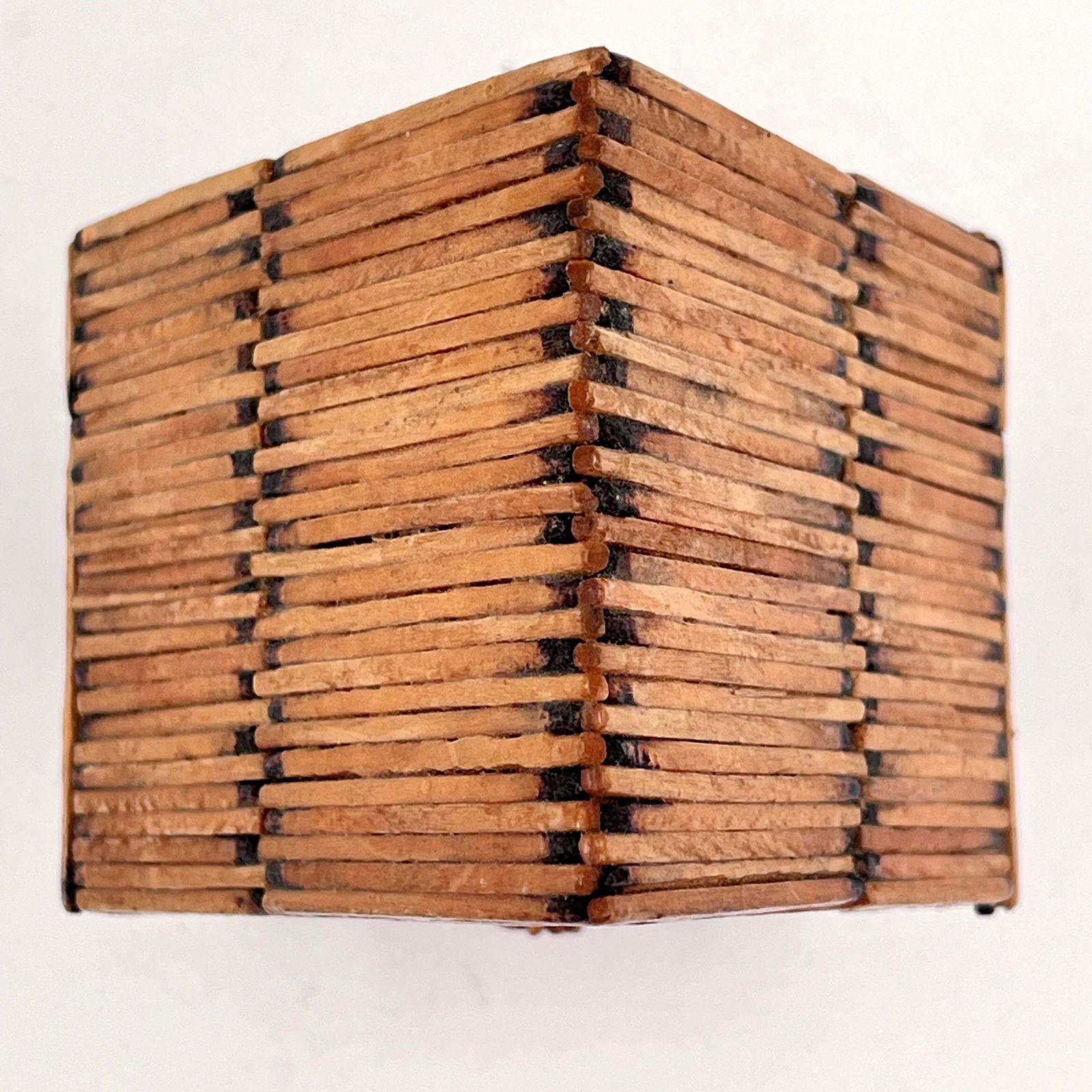 Vintage Wooden Matchstick Tramp Art Folk Art Petite Birdhouse With Artist Name - 10