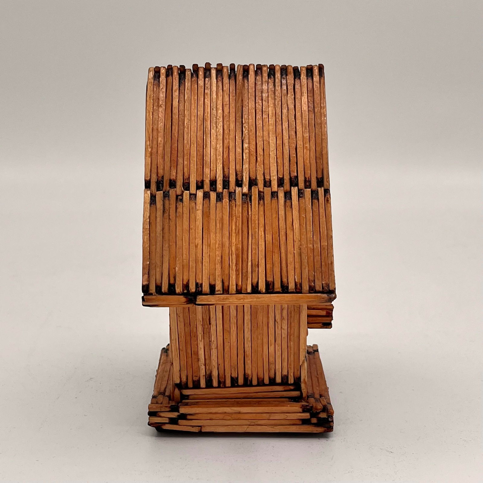 Vintage Wooden Matchstick Tramp Art Folk Art Petite Birdhouse With Artist Name - 5