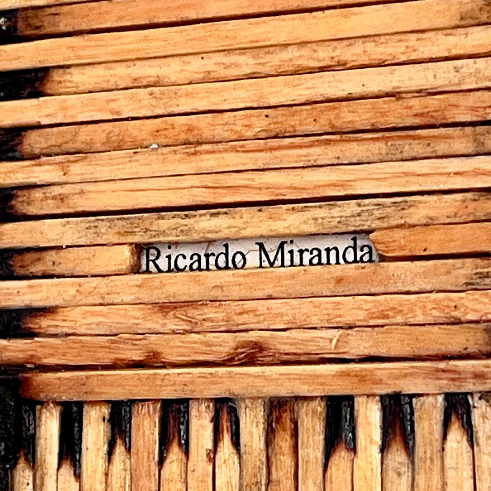 Vintage Wooden Matchstick Tramp Art Folk Art Petite Birdhouse With Artist Name - 9