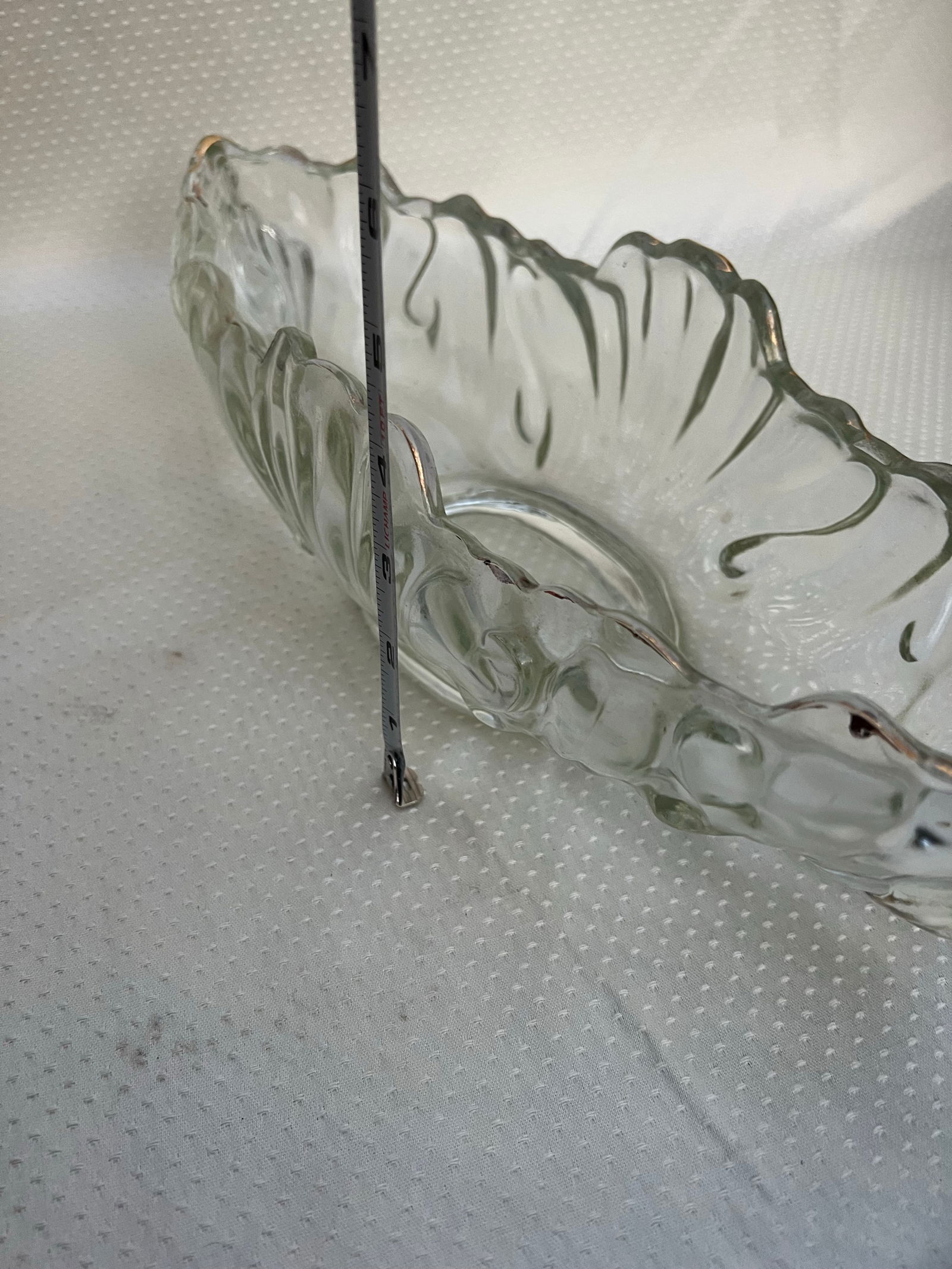 1970s Detailed Glass Oblong Catchall/Vase - 2