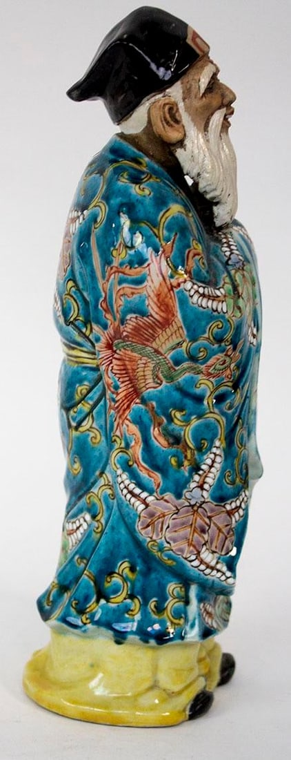 Chinese Porcelain Figurine Holding Scroll Statue - 3