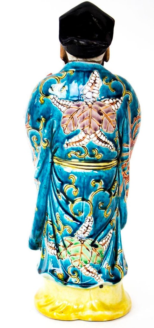 Chinese Porcelain Figurine Holding Scroll Statue - 4