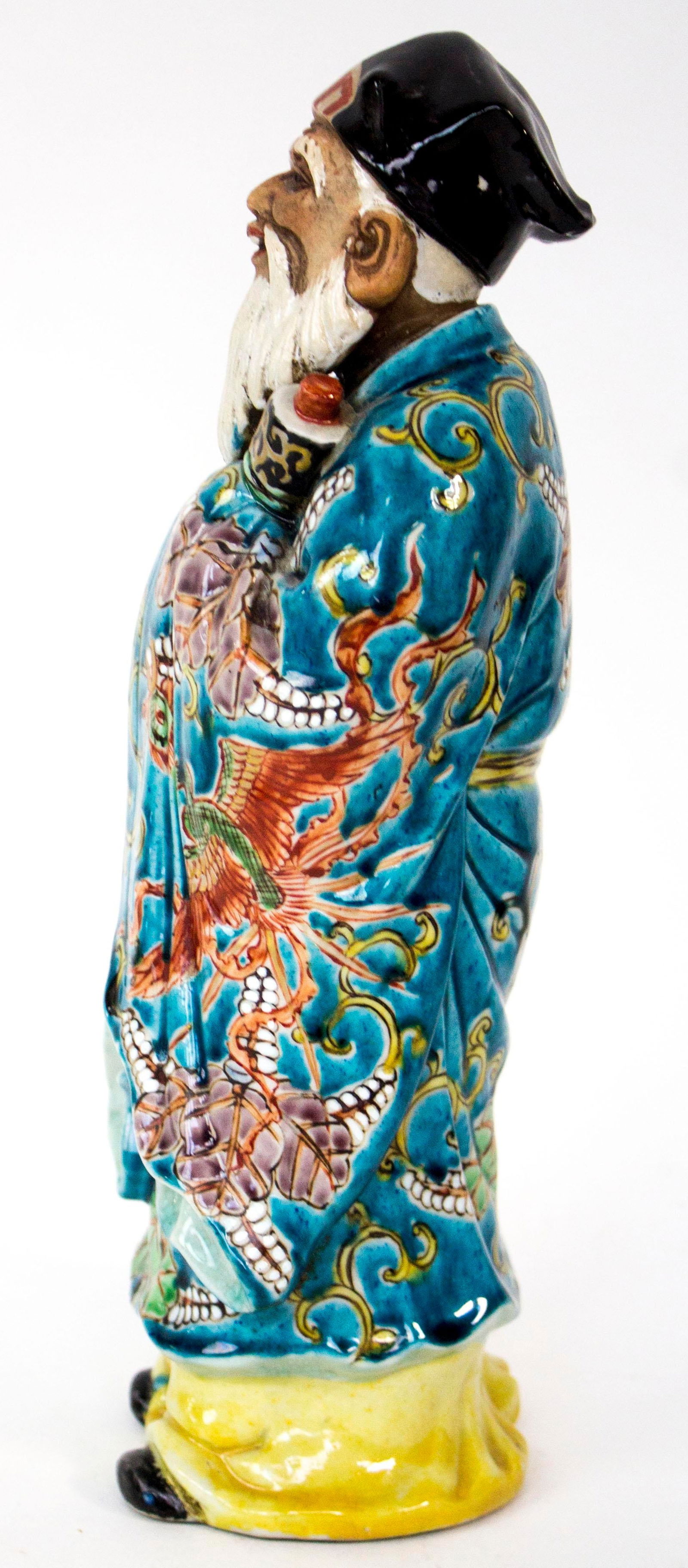 Chinese Porcelain Figurine Holding Scroll Statue - 5