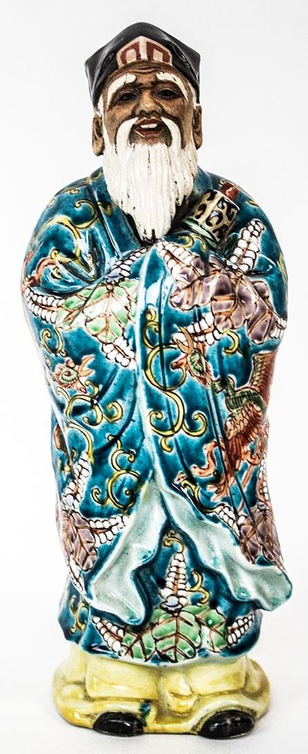 Chinese Porcelain Figurine Holding Scroll Statue - 7