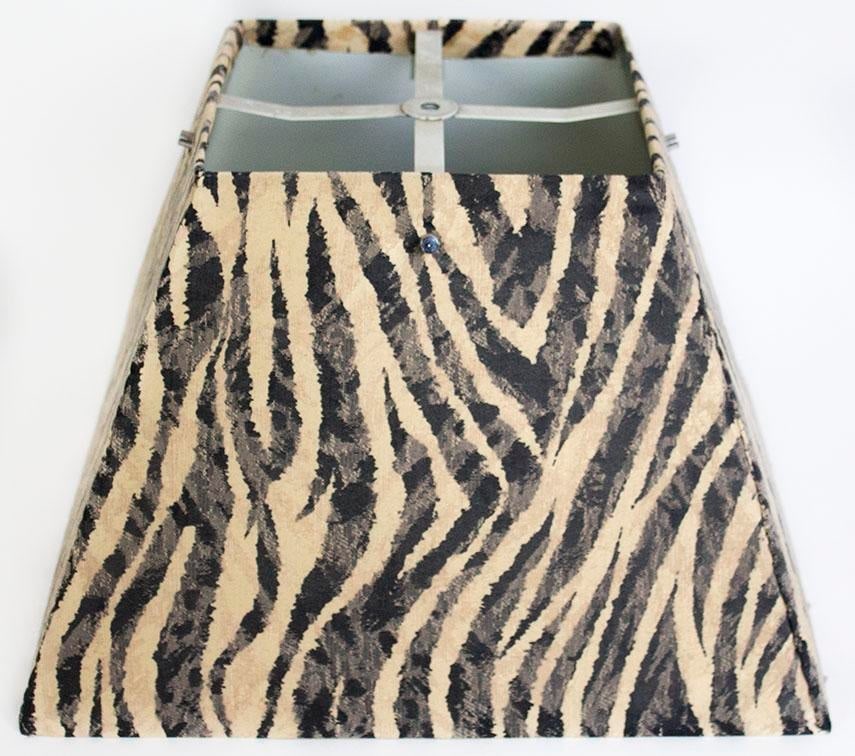 Stacked Lucite Lamp With Zebra Stripe Shade - 3