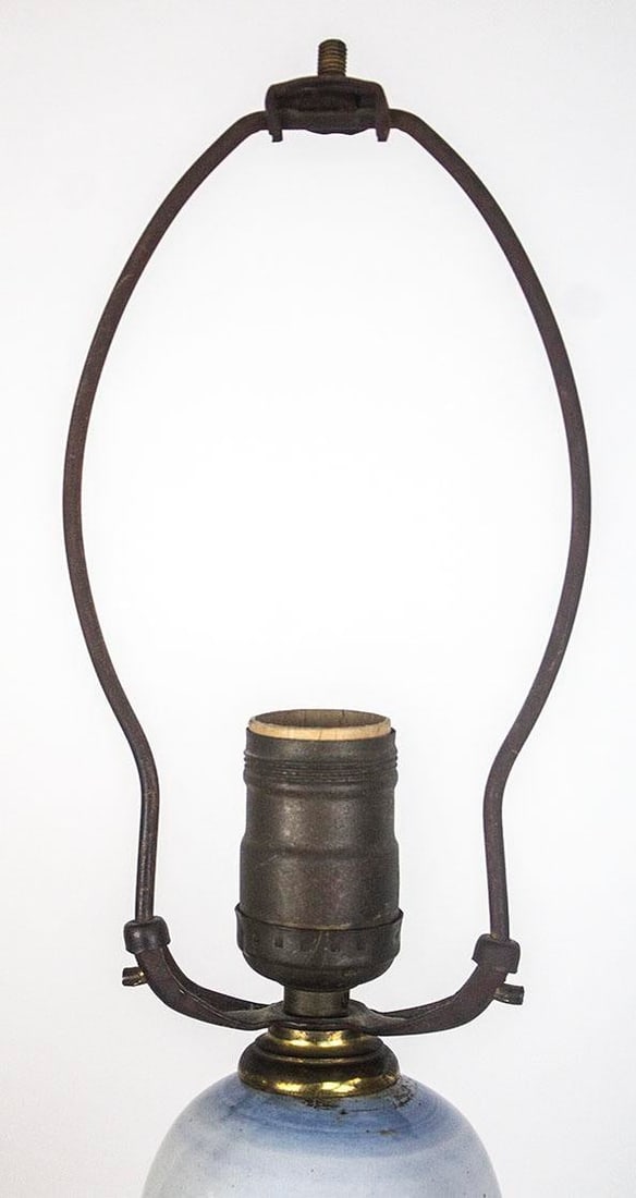 Vintage Blue & White Lamp With Latin Inscription - Secret Drawer - 6