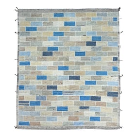 8 X 10 Geometric Moroccan Style Handcrafted Wool Rug in Earhty Tones