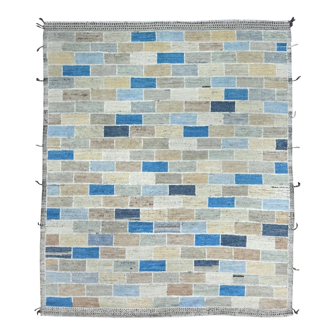 8 X 10 Geometric Moroccan Style Handcrafted Wool Rug in Earhty Tones: Elevate your space with this stunning modern handmade Moroccan-style wool rug. Its captivating geometric design, adorned in rich earthy tones, adds a touch of warmth and sophistication to any room. 