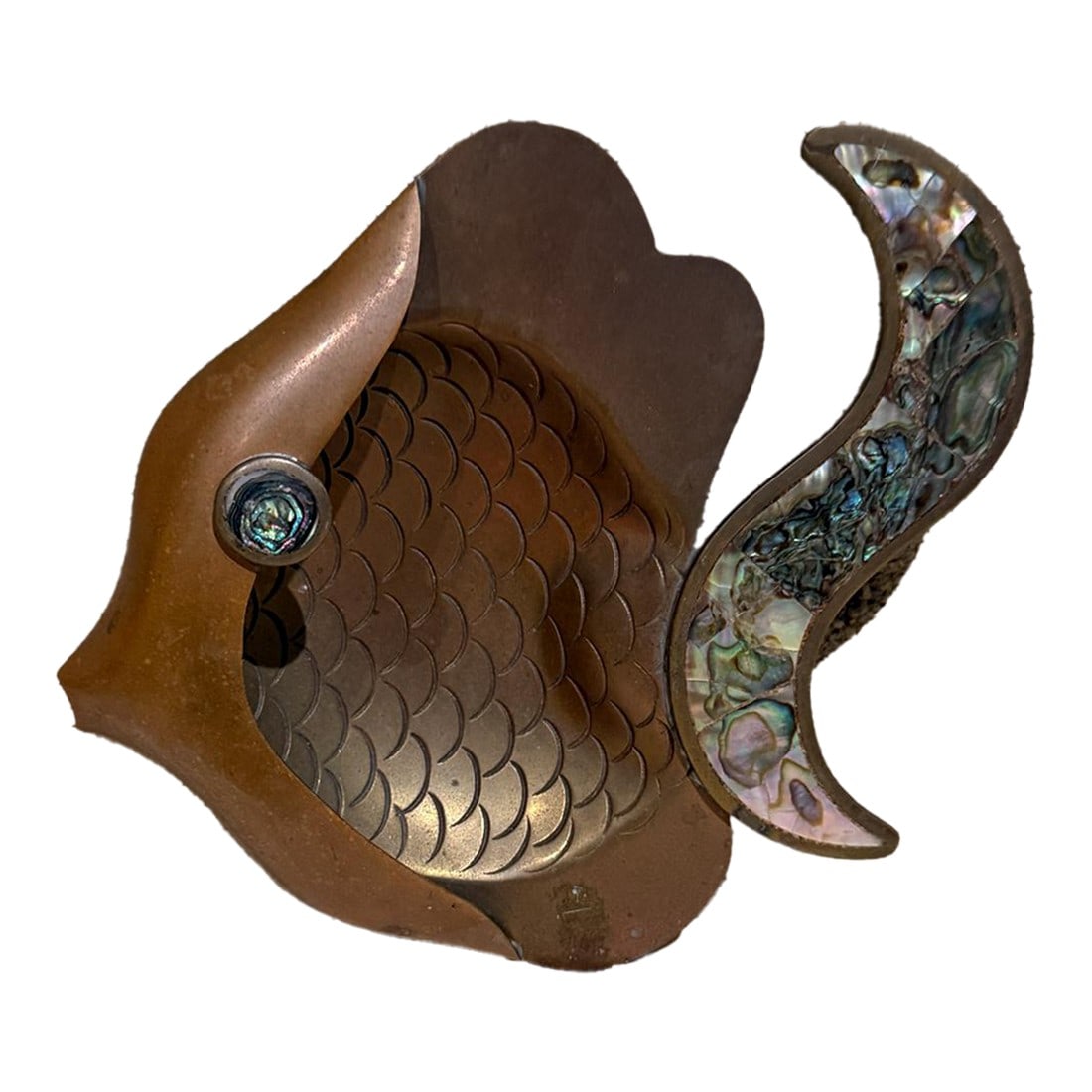 1990s Style of Los Castillo Mixed Metal Stone Fish Dish (1 of 9)