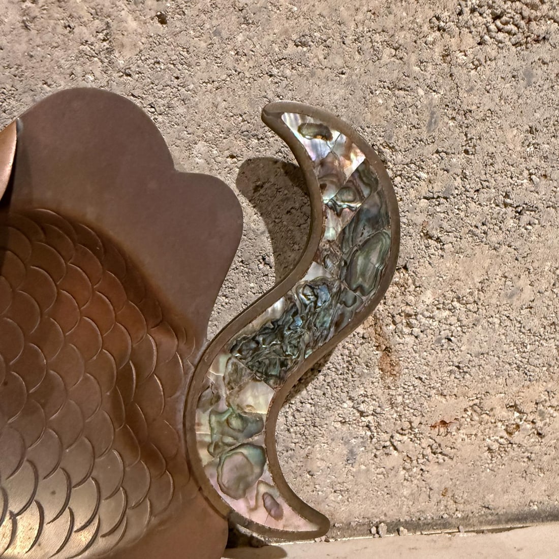 1990s Style of Los Castillo Mixed Metal Stone Fish Dish - 6