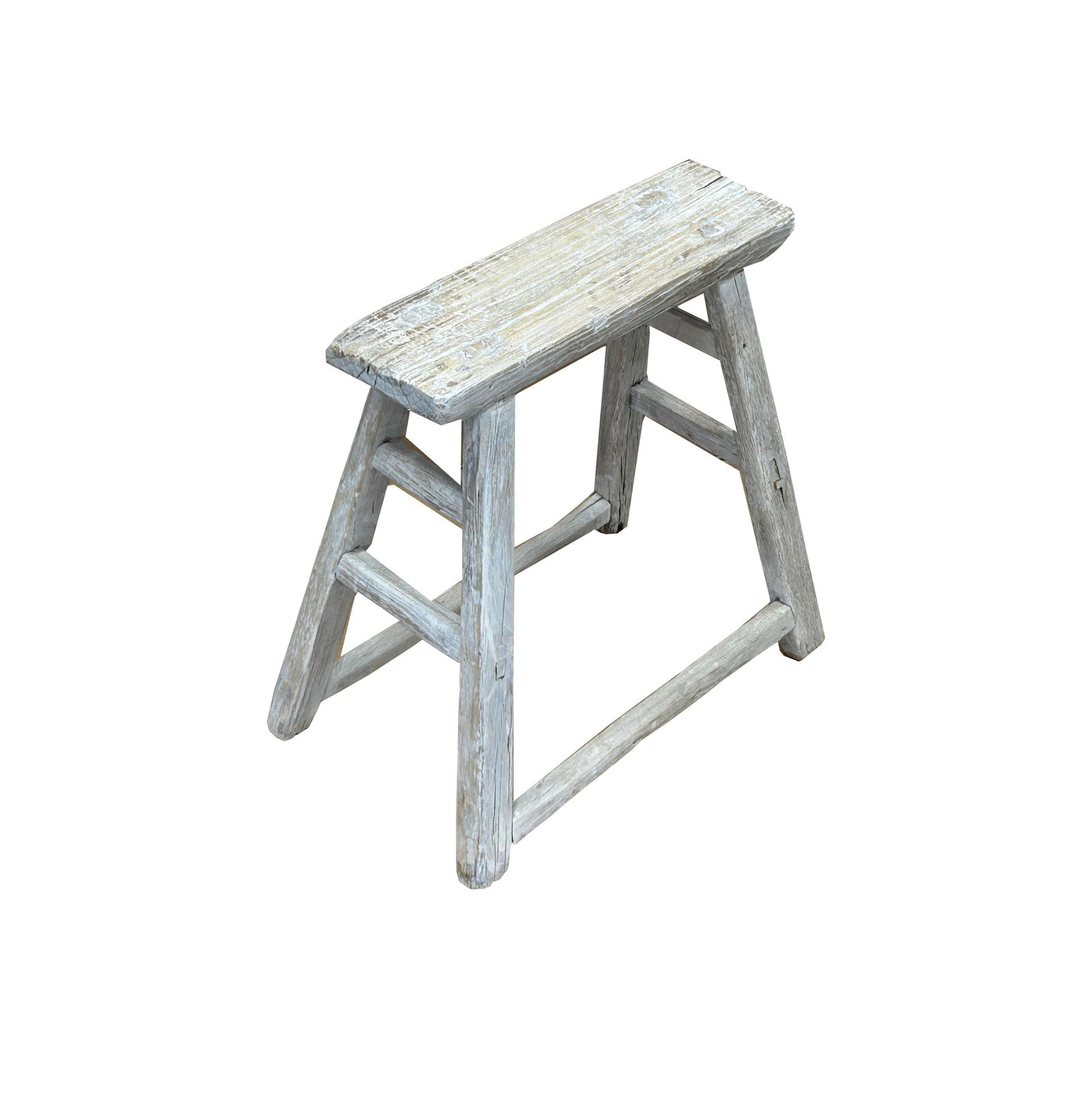 Rustic Raw Rough Wood Grain Rectangle Slim Stool Bench Side Table - 8