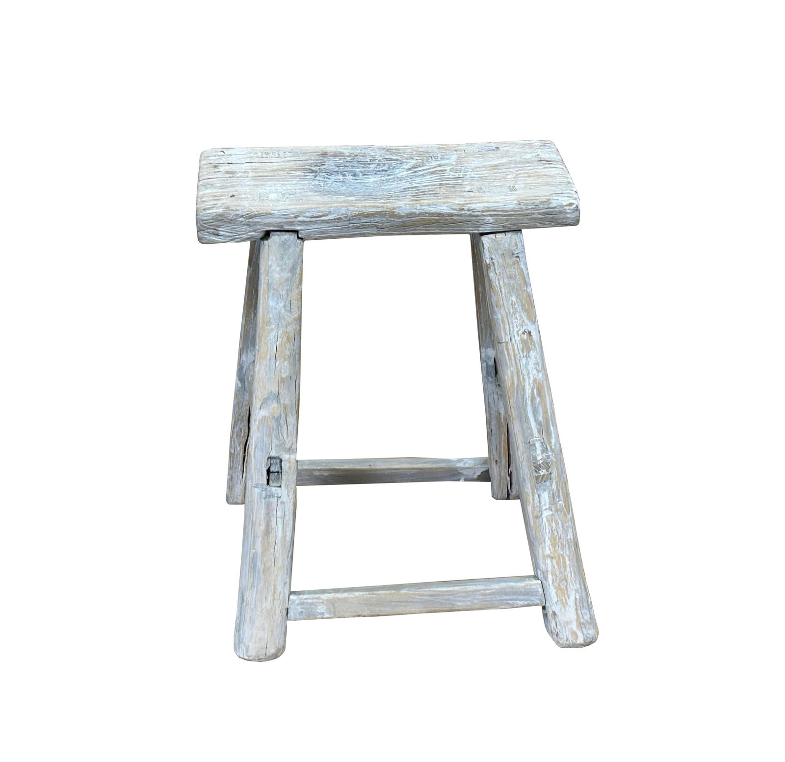 Rustic Raw Rough Wood Grain Rectangle Slim Stool Bench Side Table - 3