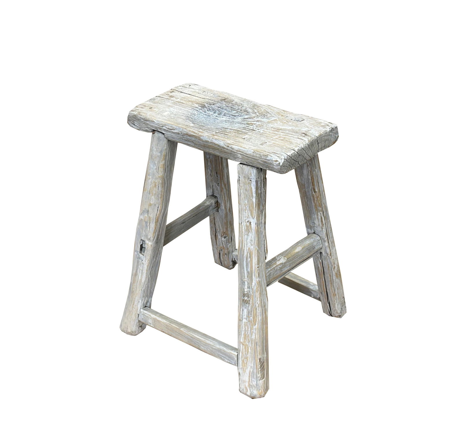 Rustic Raw Rough Wood Grain Rectangle Slim Stool Bench Side Table - 4