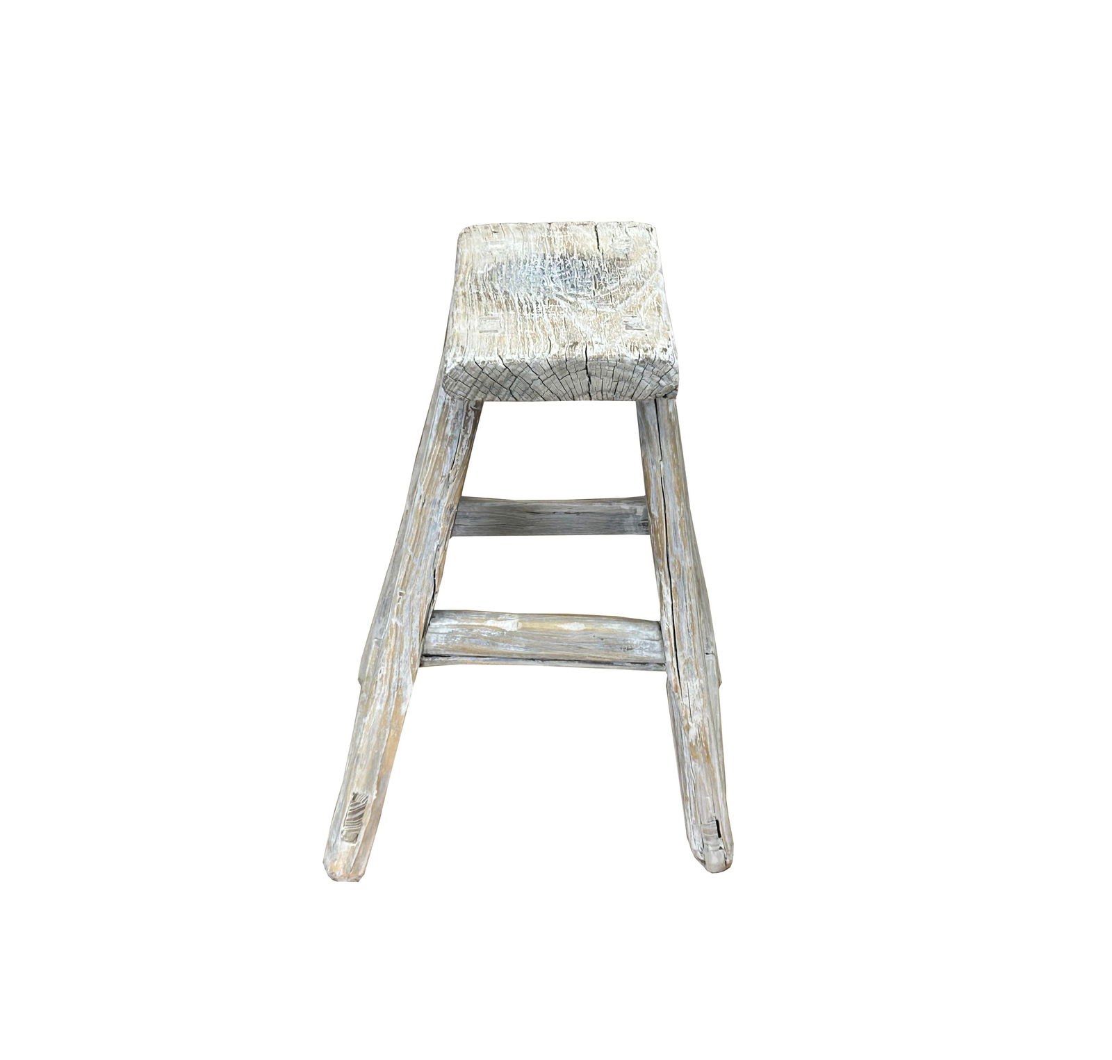 Rustic Raw Rough Wood Grain Rectangle Slim Stool Bench Side Table - 5