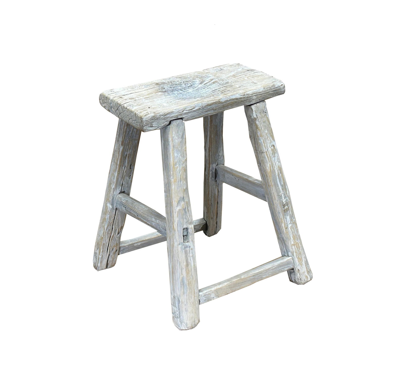 Rustic Raw Rough Wood Grain Rectangle Slim Stool Bench Side Table - 6