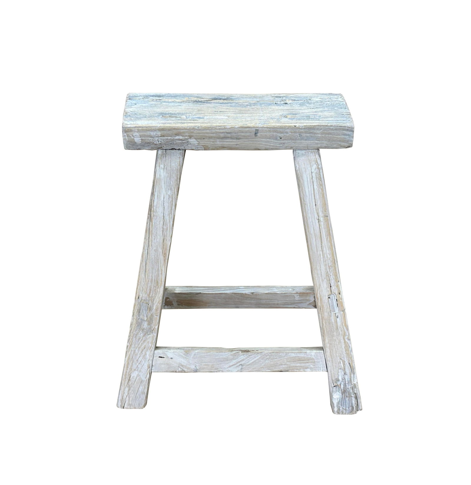 Rustic Raw Rough Wood Grain Rectangle Slim Stool Bench Side Table - 2