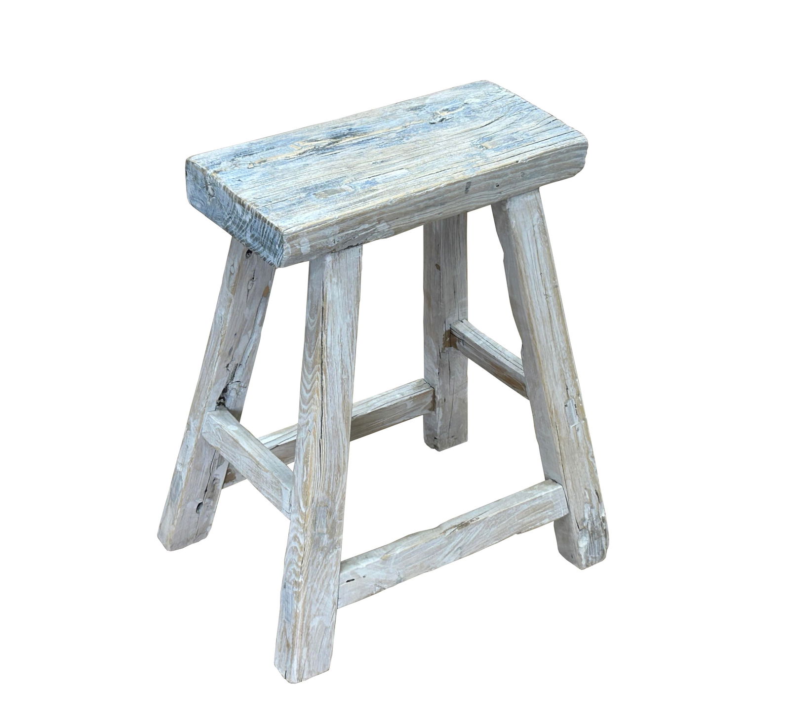 Rustic Raw Rough Wood Grain Rectangle Slim Stool Bench Side Table - 3