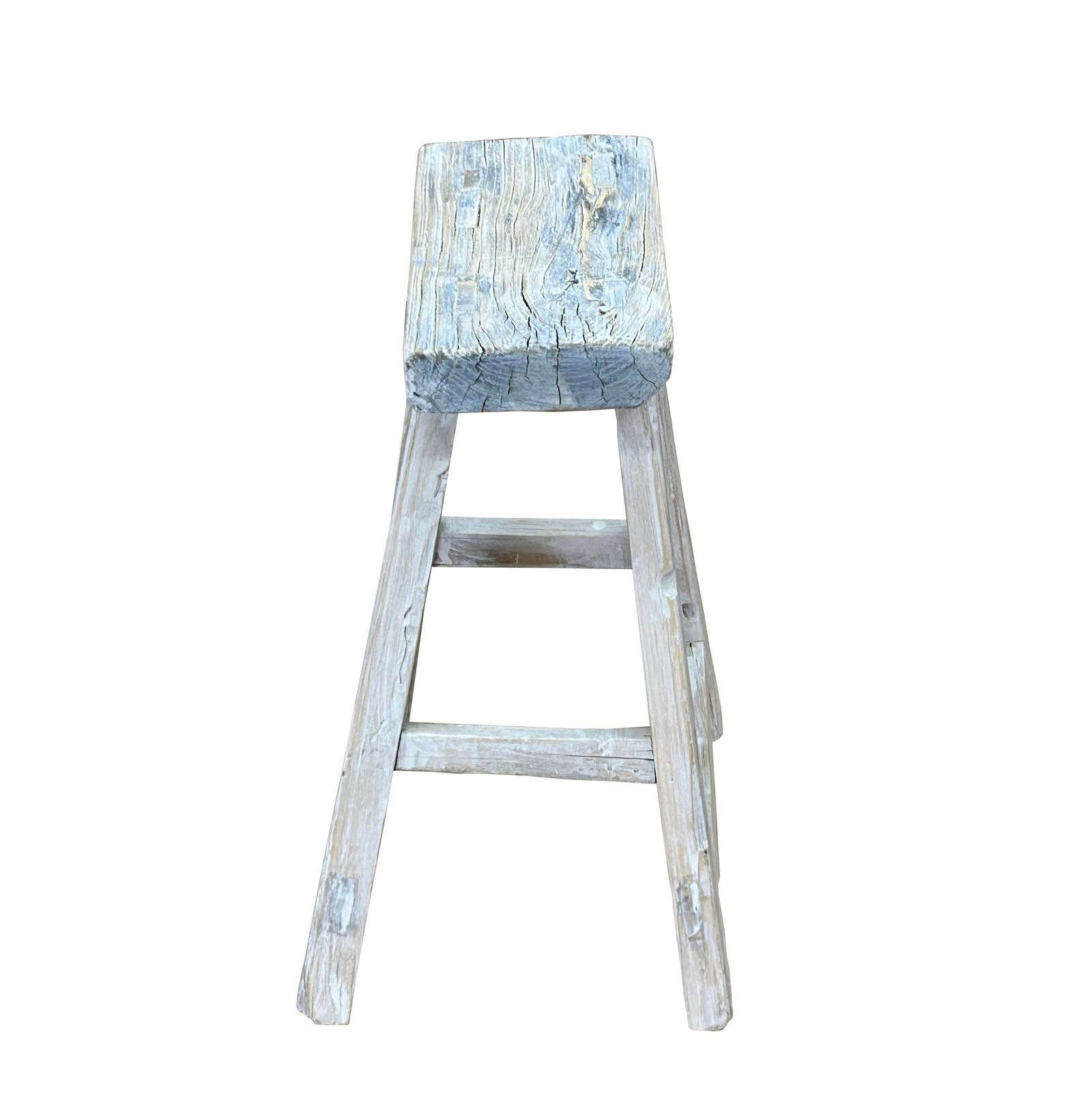 Rustic Raw Rough Wood Grain Rectangle Slim Stool Bench Side Table - 4