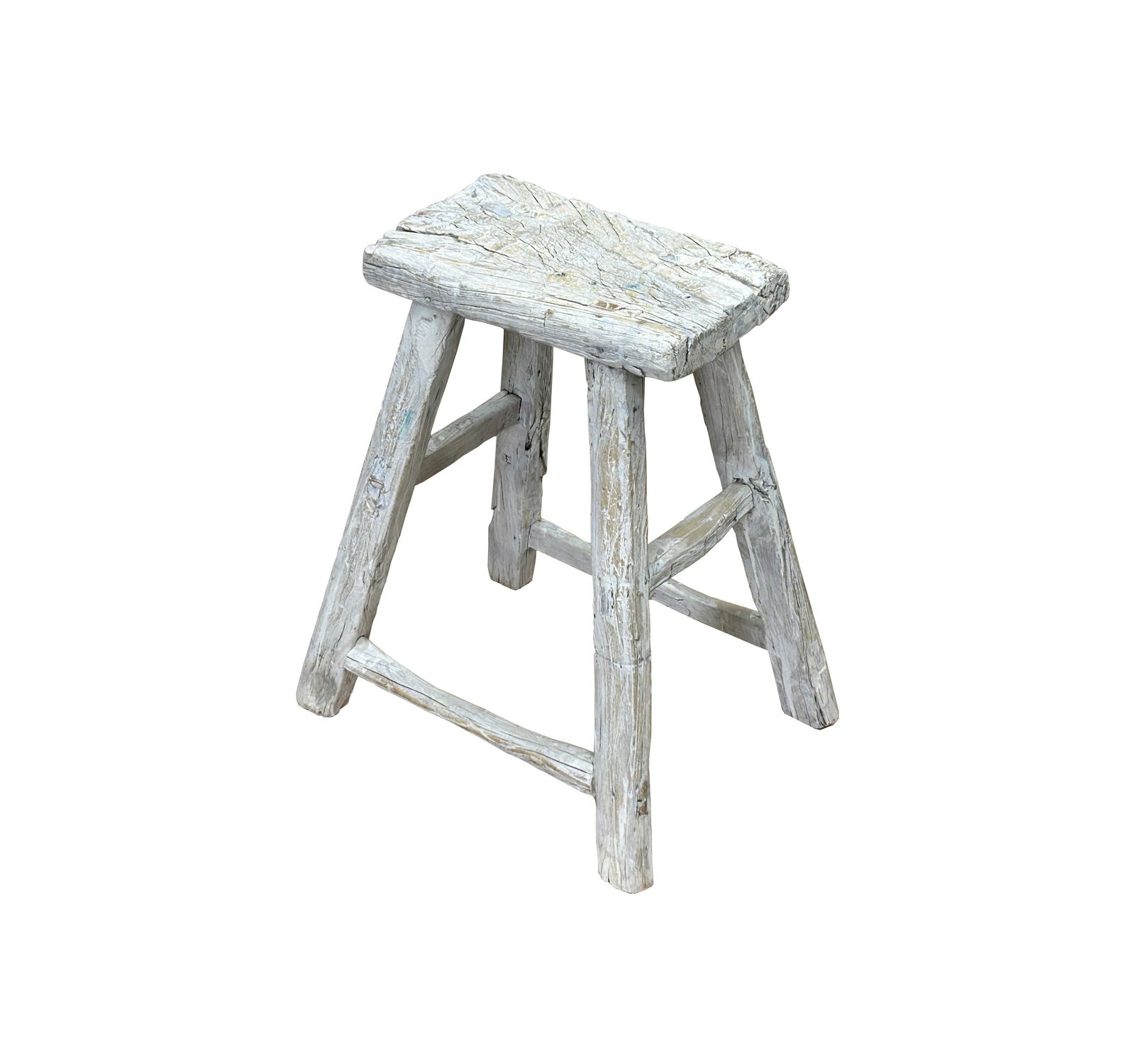 Rustic Raw Rough Wood Grain Rectangle Slim Stool Bench Side Table - 3