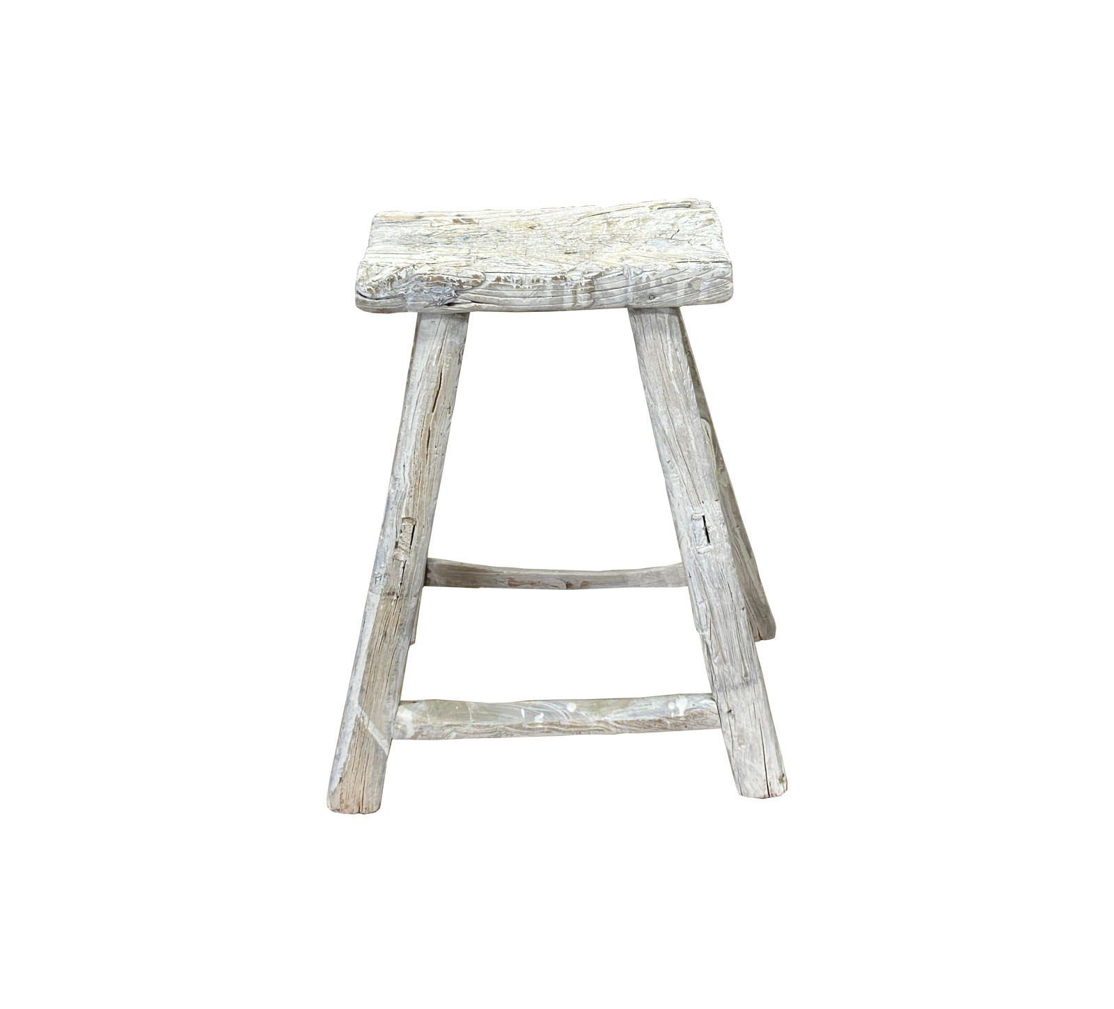 Rustic Raw Rough Wood Grain Rectangle Slim Stool Bench Side Table - 4