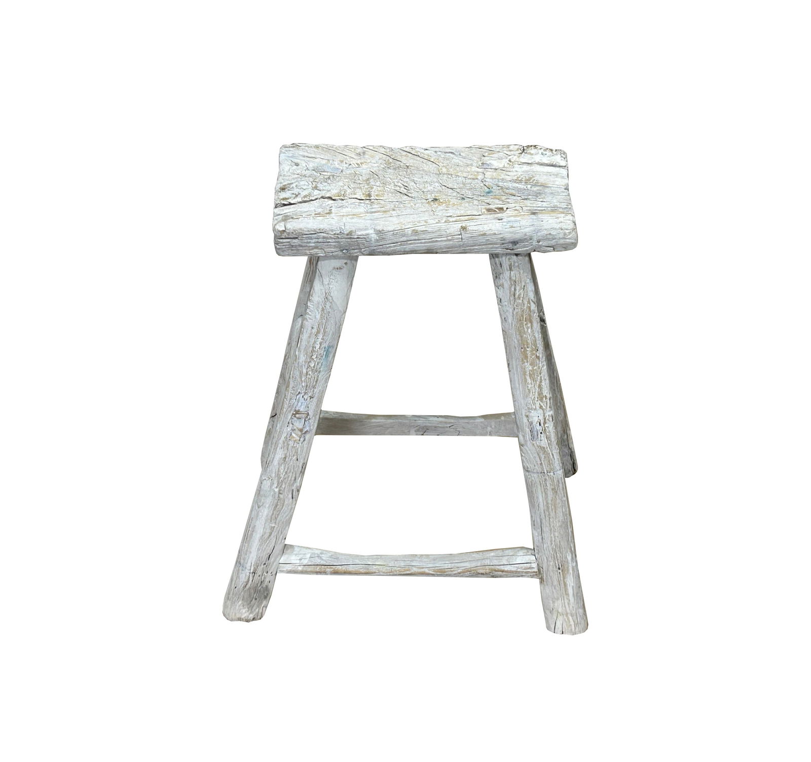 Rustic Raw Rough Wood Grain Rectangle Slim Stool Bench Side Table - 6